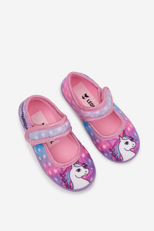 ballerinas Slippers Dla DzieInczynek met zelfklevende bevestigingsmiddelen UNICORN roze Silviera