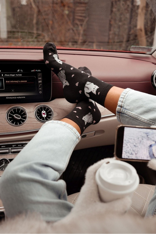 Chaussettes Féminin Chats I avec des coeurs couleur noire Chaussettes Féminin Chats I avec des coeurs couleur noire