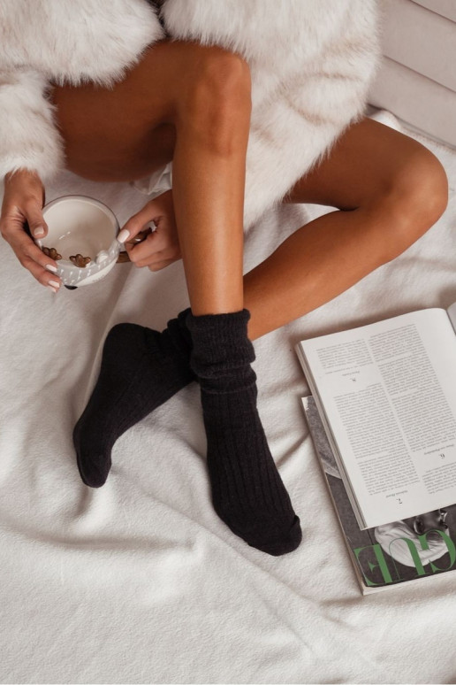 Chaussettes Féminin DANSełniane Alpaga couleur noire Chaussettes Féminin DANSełniane Alpaga couleur noire