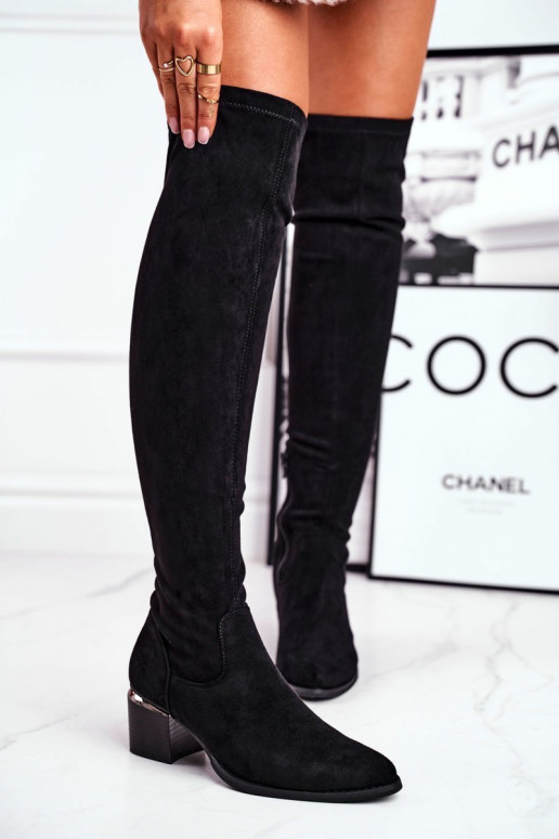 Bottes hautes en daim écologique couleur noire Can't Stop