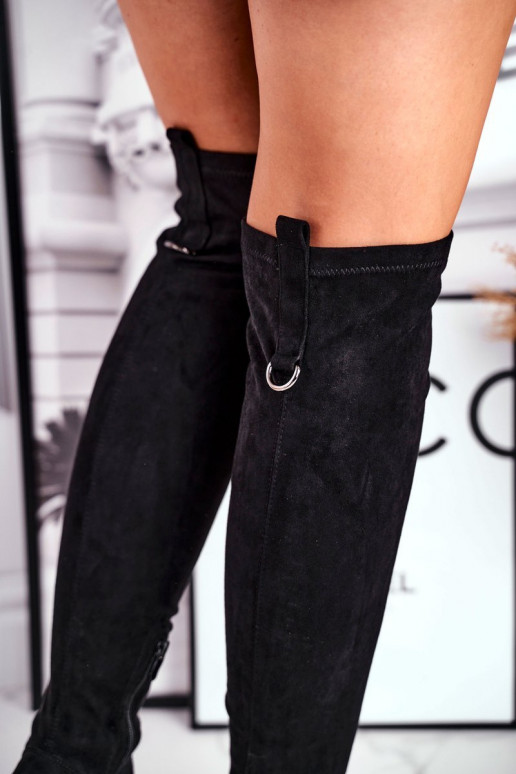 Bottes hautes en daim écologique couleur noire Can't Stop