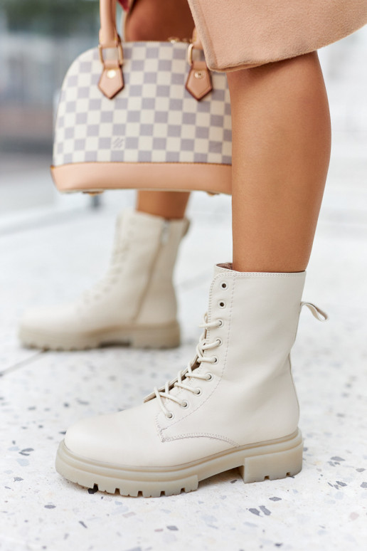 Hoog Enkellaarsjes voor Inerknemers beige Rozelle Hoog Enkellaarsjes voor Inerknemers beige Rozelle