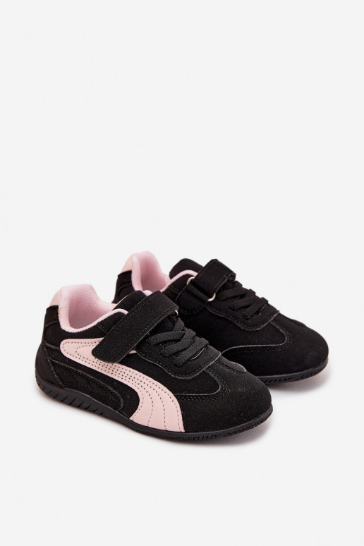 chaussures Baskets pour enfantsavec fermoir adhésifem Noir et-couleur rose Perrin