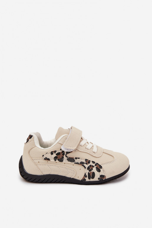 schoenen Kindersneakersmet lijmbevestigingem beige en schriftelijk Perrin