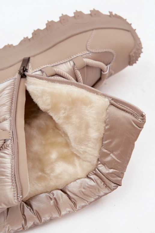 Leer SneeuIn laarzen met platform Lee Cooper LCJ-25-12-3663 beige-gouden kleur