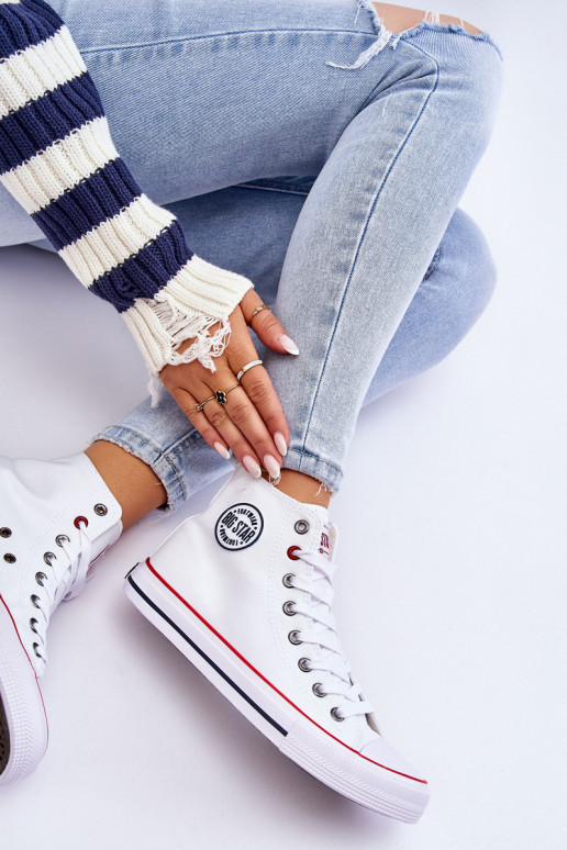 Féminin Modèle classique chaussures de loisirs à semelles Big Star T274026 couleur blanche