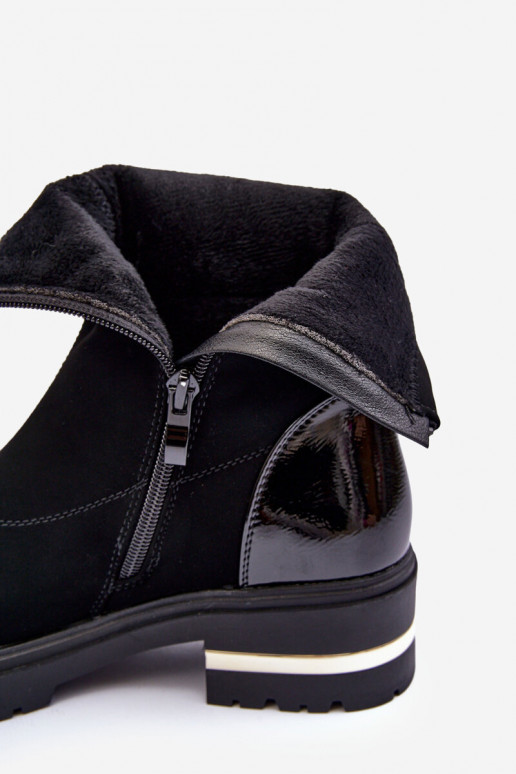 Peau Modèle classique Bottes avec des talons larges couleur noire Shendete