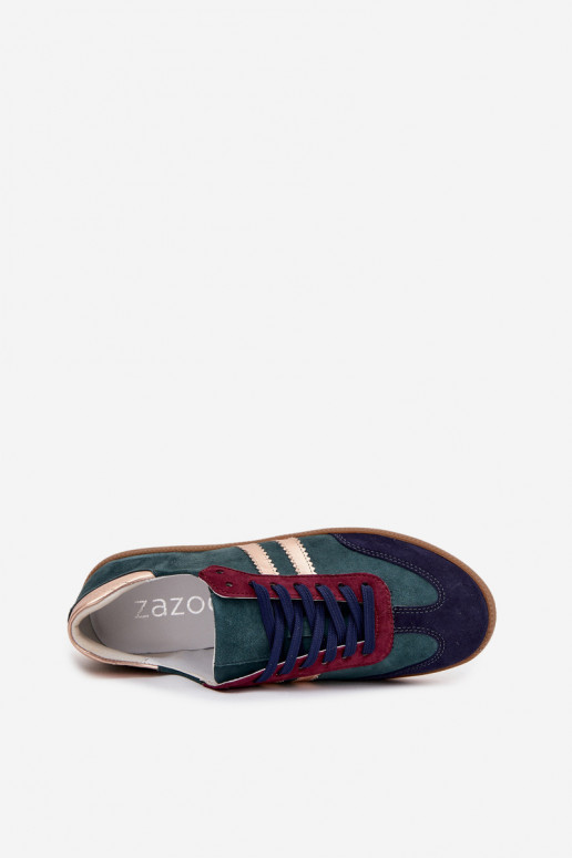 Zazoo N1068 van suède Laag Sneakers model schoenen Dames ButelkoIna Zieleń