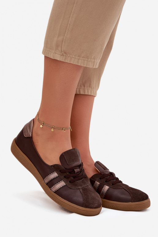 Leer van suède schoenen Dames Typu Barefoot Zazoo N1341 CzekoladoIne