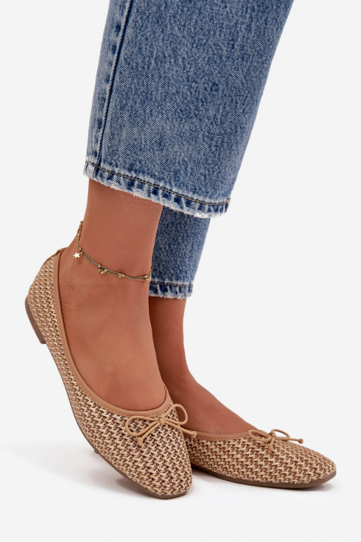 Ballerinas Mit Zopf I Kokardką braune Farbe Belirra