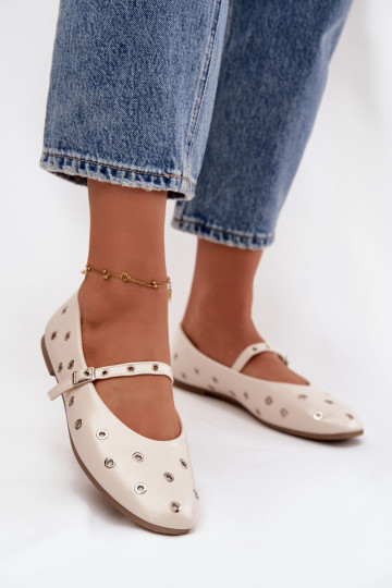 Ballerinas Dames Ze zilvere kleurmi Elementami beige Het heeftrivon 2
