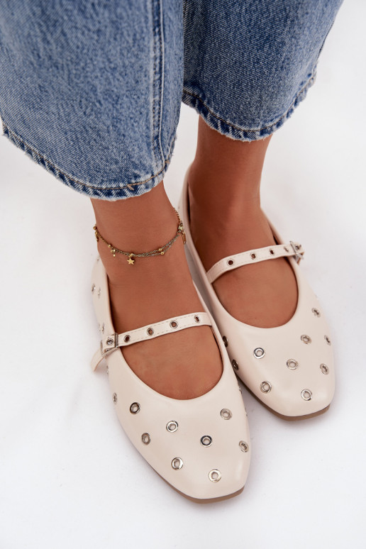 Ballerinas Dames Ze zilvere kleurmi Elementami beige Het heeftrivon