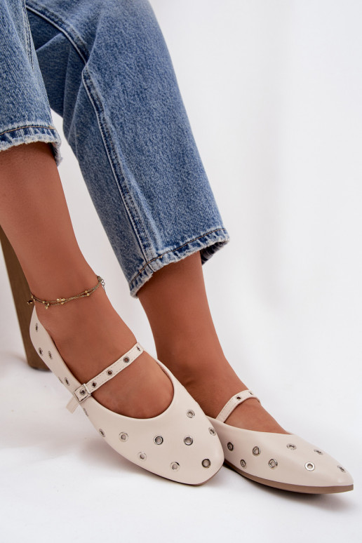 Ballerinas Feminin Ze Silberfarbemi Elementami Beige Es mussrivon