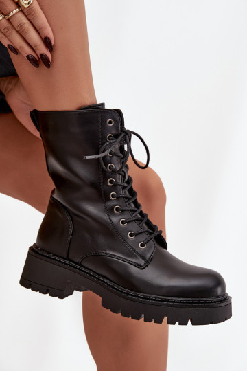 Bottines de travail Féminin en cuir écologique couleur noire Calesia
