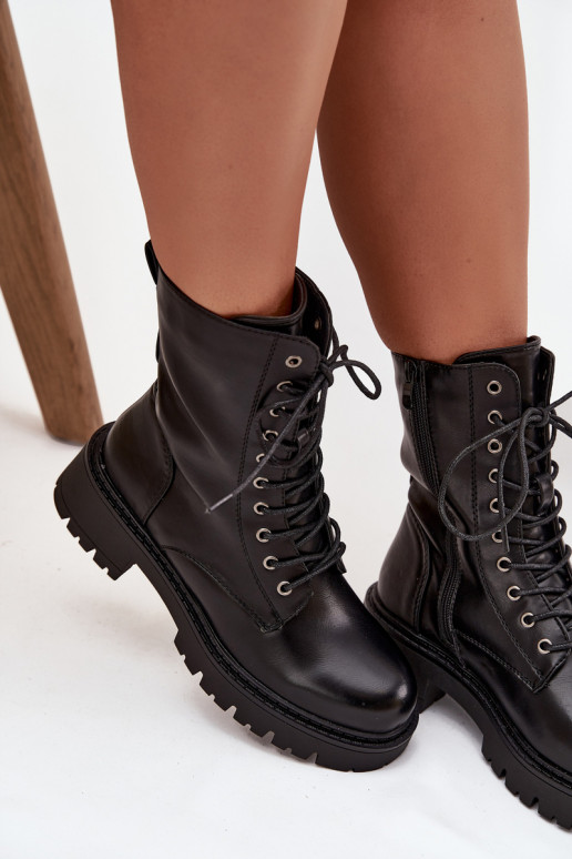 Bottines de travail Féminin en cuir écologique couleur noire Calesia