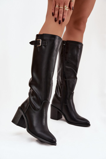 bottes pour femmes avec des talons avec boucles couleur noire Brenira 2