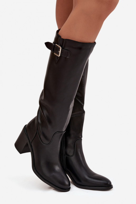 bottes pour femmes avec des talons avec boucles couleur noire Brenira