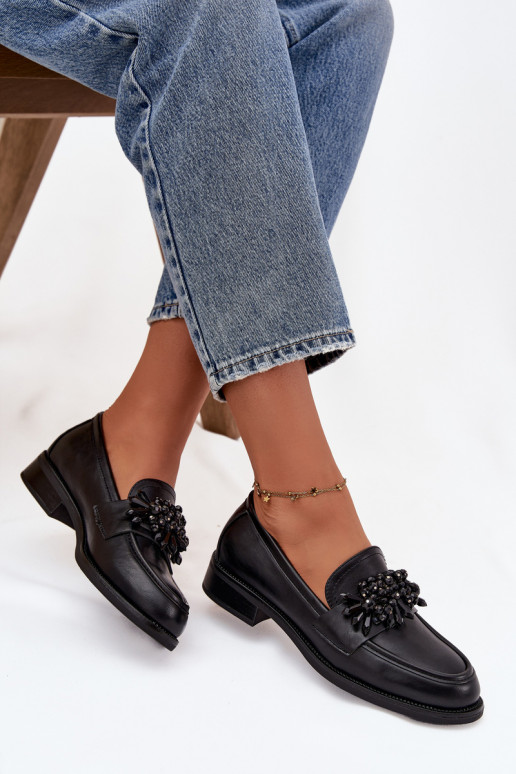 chaussures mocassins pour femmes avec des ornements couleur noire Murelle