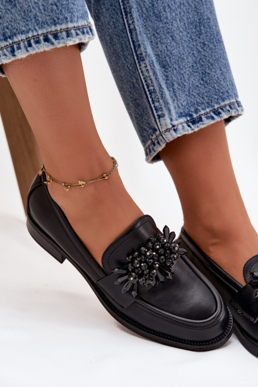 chaussures mocassins pour femmes avec des ornements couleur noire Murelle