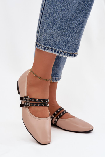 Ballerines pour femmes avec lanières couleur sable Deliora 2