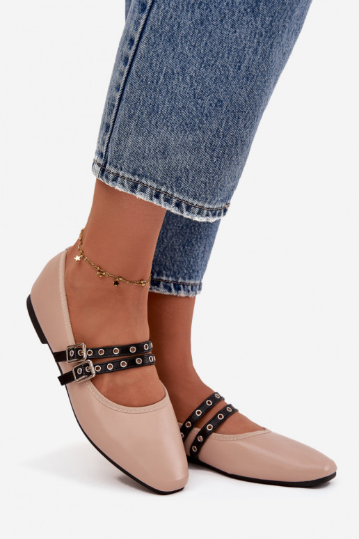 Ballerines Féminin avec des bandes beige Deliora