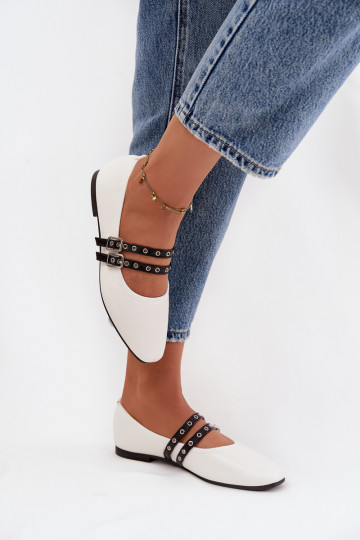 Ballerinas Feminin mit Streifen Zueiße Farbe Deliora