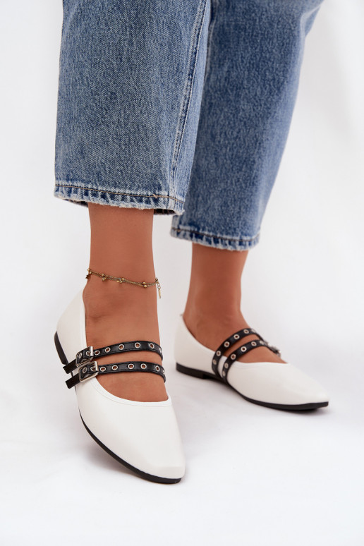 Ballerinas Feminin mit Streifen Zueiße Farbe Deliora