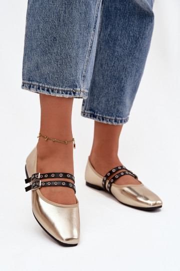 Ballerines Féminin avec des bandes couleur dorée Deliora 2