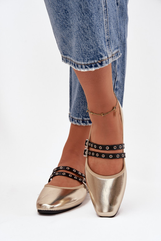 Ballerinas Dames Met Strepen gouden kleur Deliora