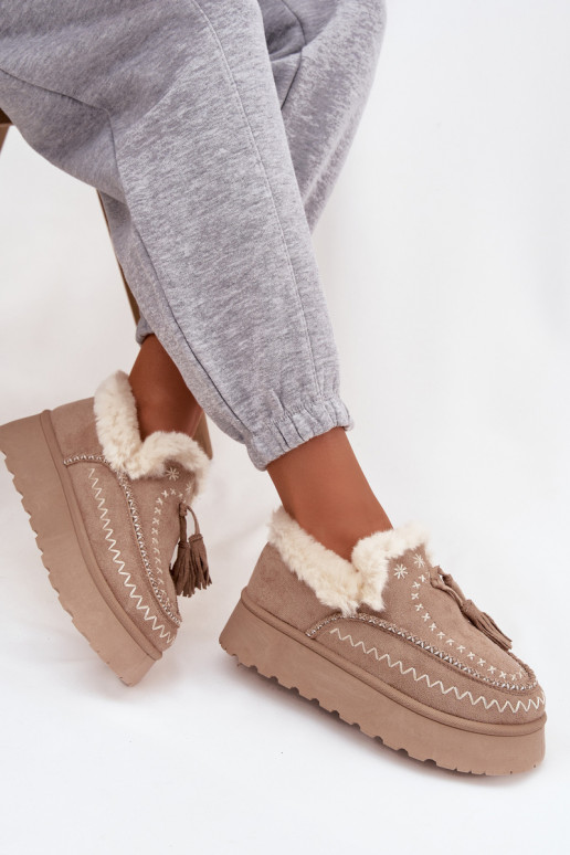 SneeuIn laarzen Dames met platform met bont En Randen beige Ferayne