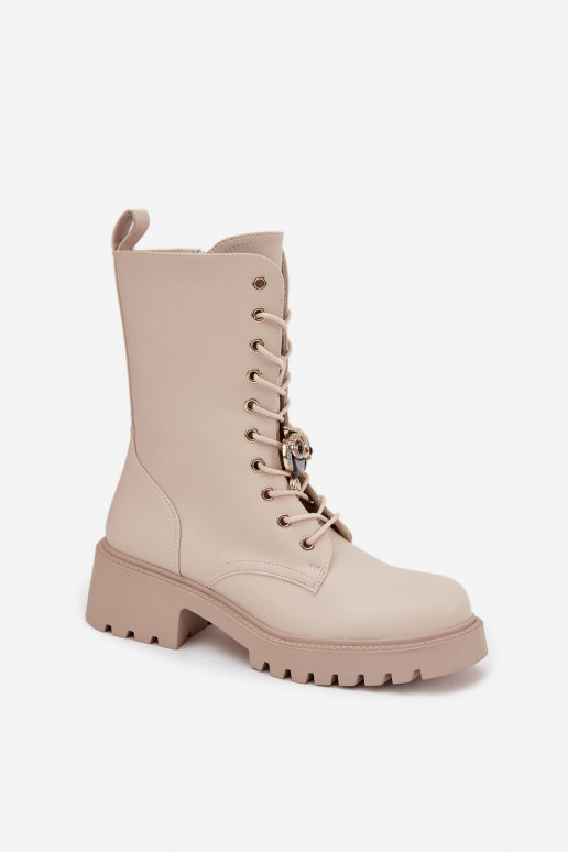 Bottines de travail Féminin avec des ornements beige Jorayne