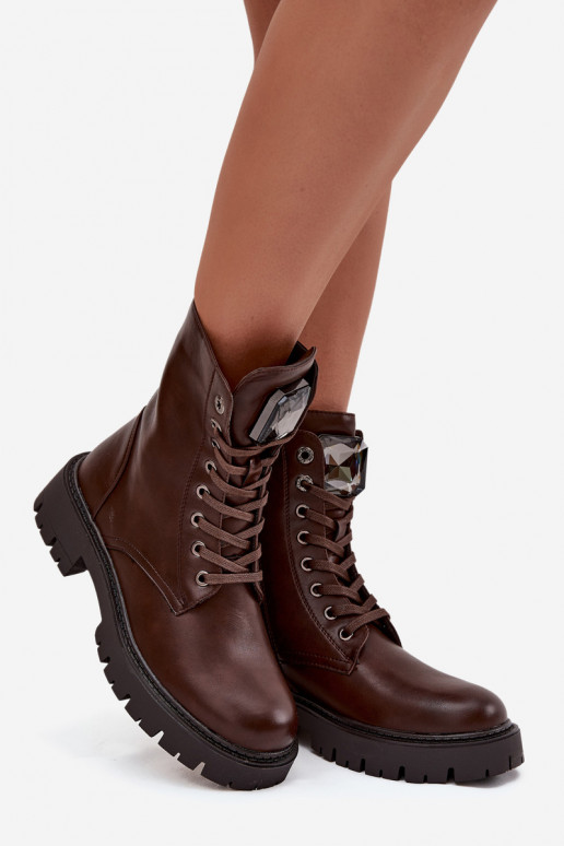 Enkellaarsjes voor Inerknemers DamesOzdoba Eko Leer CzekoladoIne Karessa