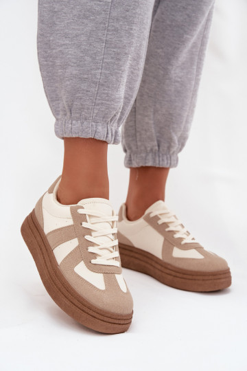 Sneakers model schoenen Dames met platform beige Dovina 2