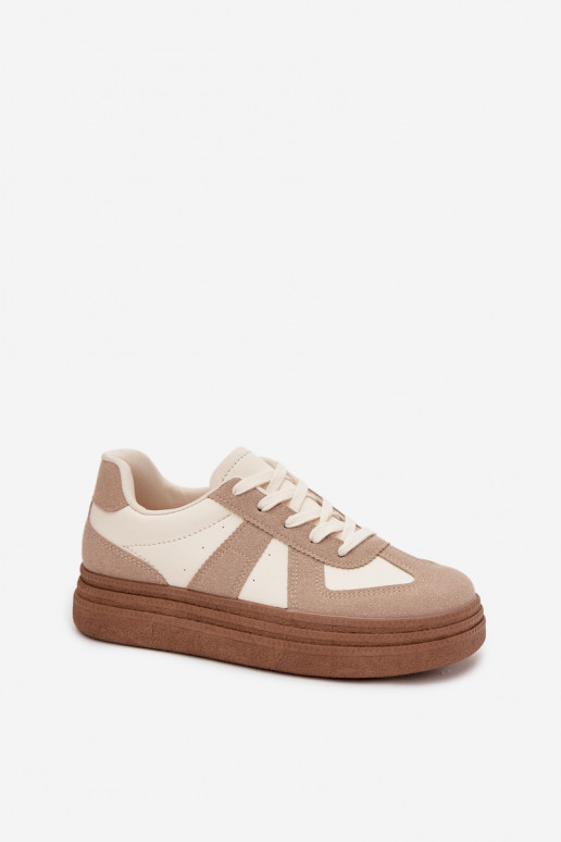 Sneakers model schoenen Dames met platform beige Dovina