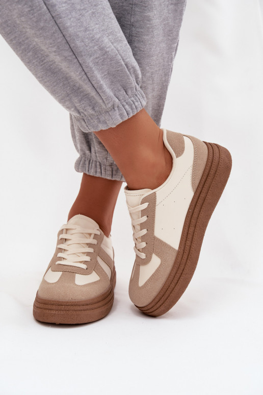 Sneakers Stilvollllschuhe Feminin mit einer Plattform Beige Dovina