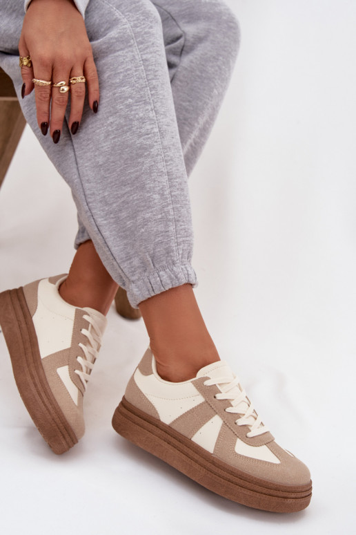 Sneakers model schoenen Dames met platform beige Dovina
