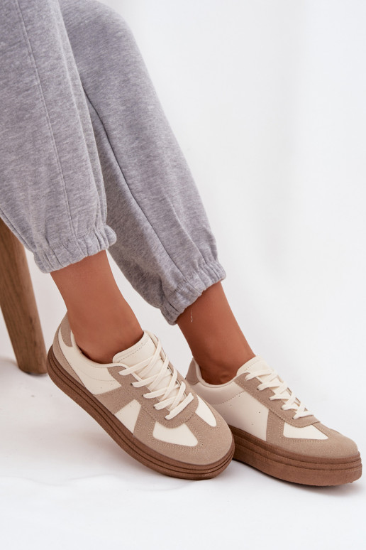 Sneakers model schoenen Dames met platform beige Dovina