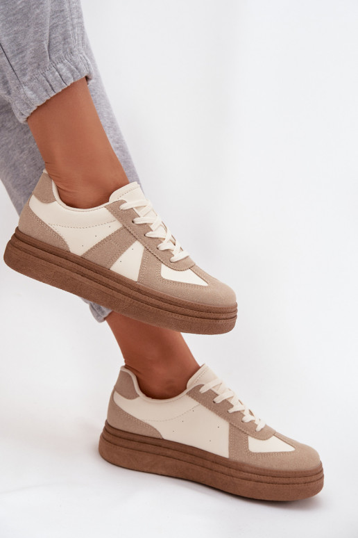 Sneakers model schoenen Dames met platform beige Dovina