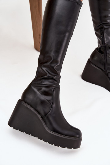 bottes pour femmes Sur un coin couleur noire Terisse 2