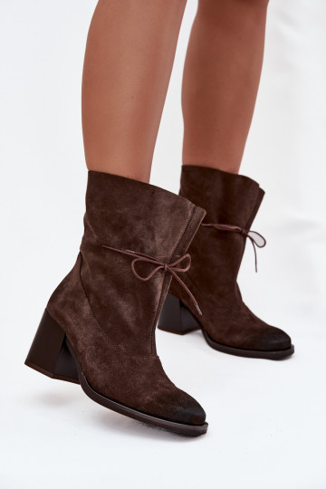 Dames suède enkellaarsjes "Zazoo 1151" in chocoladekleur 2