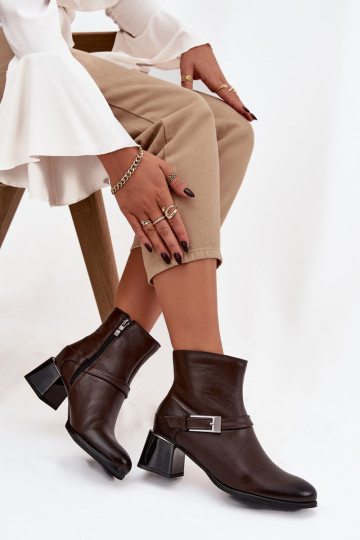 Peau Bottes pour femmes avec des talons avec boucles Zazoo 60562 CzekoladoÀe