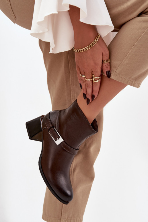 Peau Bottes pour femmes avec des talons avec boucles Zazoo 60562 CzekoladoÀe