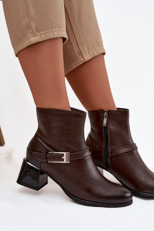 Haut Damenstiefel mit Absätzen mit Schnallen Zazoo 60562 CzekoladoZue