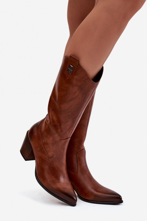 Peau bottes style coÀ-boy avec des talons réchauffer Zazoo 70155 marron