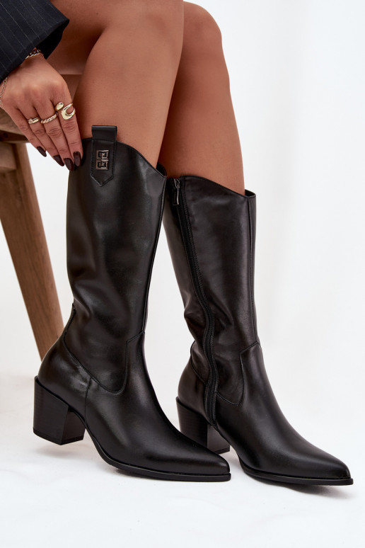 Peau bottes style coÀ-boy avec des talons réchauffer Zazoo 70155 couleur noire