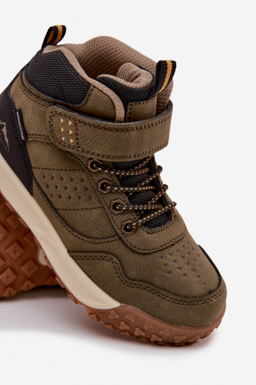 bottes de randonnée Puéril avec attaches adhésives couleur kaki Pavisse