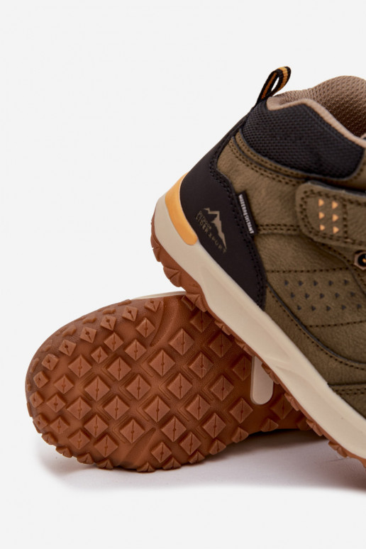 bottes de randonnée Puéril avec attaches adhésives couleur kaki Pavisse