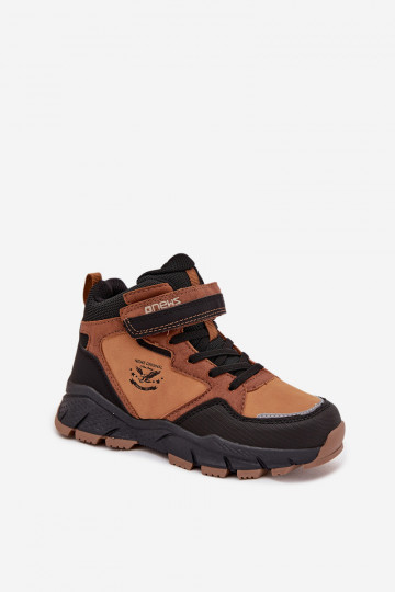 Žomerboots voor kinderen "Trekas" met klittenband, gevoerd, bruin, Miravie