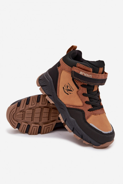 Bottes d hiver randonnée Puéril avec attaches adhésives réchauffer marron Miravie