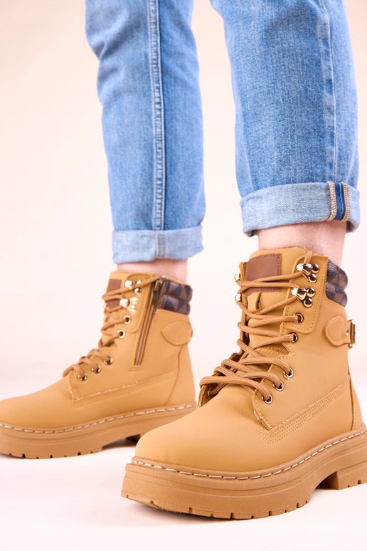 Bottines marron chaudes en simili...